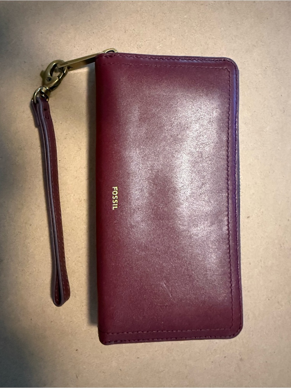 Fossil accordian wallet maroon